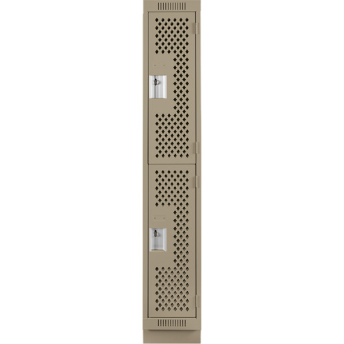 Clean Line Lockers, 2 -tier, 12" x 12" x 76", Steel, Beige, Rivet (Assembled), Perforated Nuna Depot Inc.