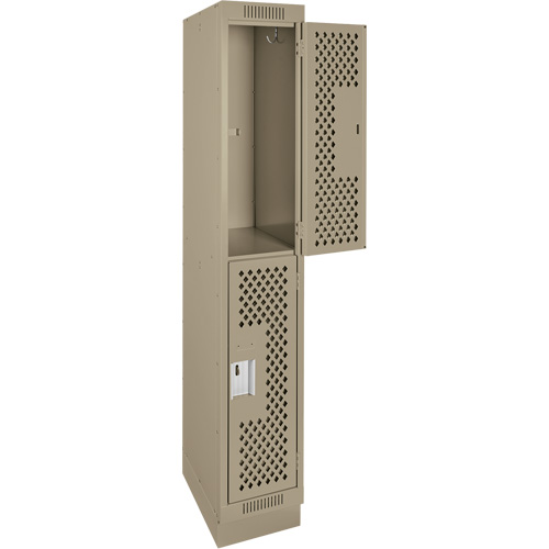 Clean Line Lockers, 2 -tier, 12" x 12" x 76", Steel, Beige, Rivet (Assembled), Perforated Nuna Depot Inc.