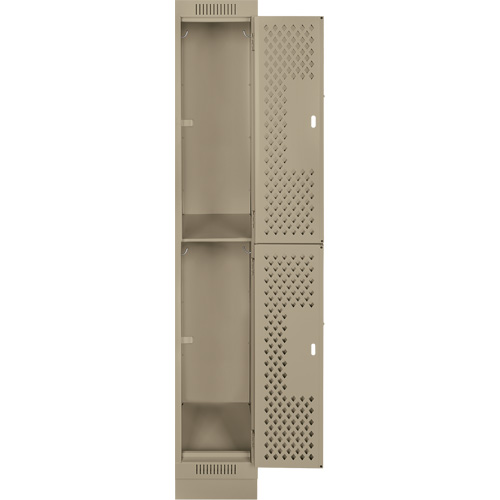Clean Line Lockers, 2 -tier, 12" x 12" x 76", Steel, Beige, Rivet (Assembled), Perforated Nuna Depot Inc.