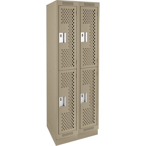 Clean Line Lockers, 2 -tier, Bank of 2, 24" x 18" x 76", Steel, Beige, Rivet (Assembled), Perforated Nuna Depot Inc.