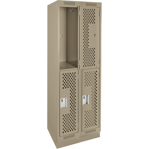 Clean Line Lockers, 2 -tier, Bank of 2, 24" x 18" x 76", Steel, Beige, Rivet (Assembled), Perforated Nuna Depot Inc.