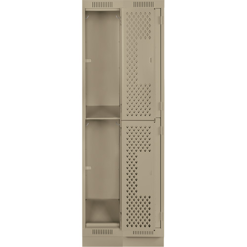 Clean Line Lockers, 2 -tier, Bank of 2, 24" x 18" x 76", Steel, Beige, Rivet (Assembled), Perforated Nuna Depot Inc.