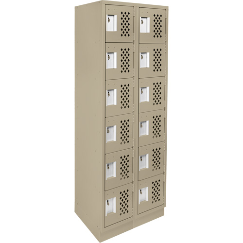 Assembled Lockerettes Clean Line Perforated Economy Lockers, 6 -tier, Bank of 2, 18" x 72" x 12", Steel Nuna Depot Inc.