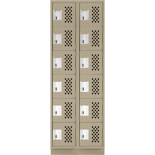 Assembled Lockerettes Clean Line Perforated Economy Lockers, 6 -tier, Bank of 2, 18" x 72" x 12", Steel Nuna Depot Inc.