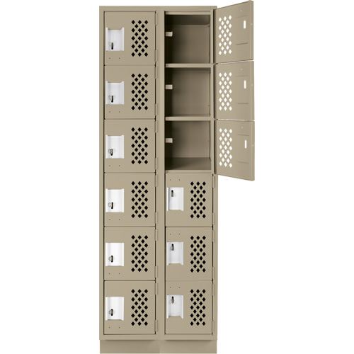 Assembled Lockerettes Clean Line Perforated Economy Lockers, 6 -tier, Bank of 2, 18" x 72" x 12", Steel Nuna Depot Inc.