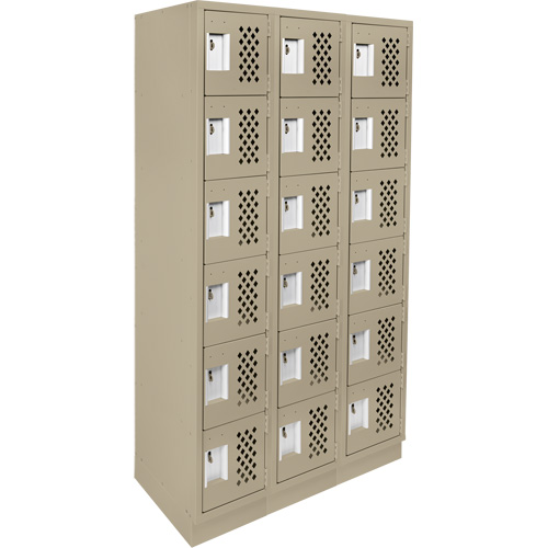 Assembled Lockerettes Clean Line Perforated Economy Lockers, 6 -tier, Bank of 3, 18" x 72" x 12", Steel Nuna Depot Inc.