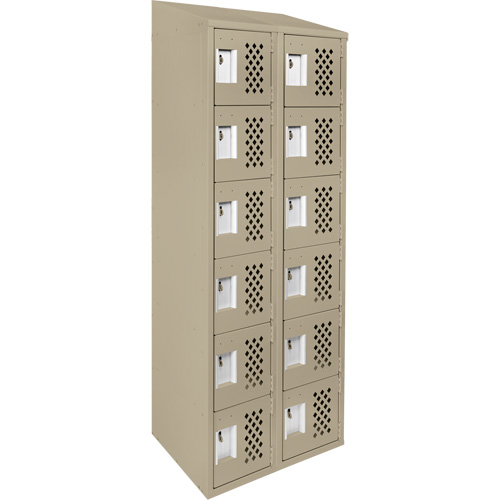 Assembled Lockerettes Clean Line Perforated Economy Lockers, 6 -tier, Bank of 2, 18" x 72" x 12", Steel Nuna Depot Inc.