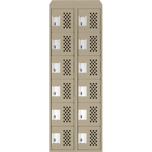 Assembled Lockerettes Clean Line Perforated Economy Lockers, 6 -tier, Bank of 2, 18" x 72" x 12", Steel Nuna Depot Inc.