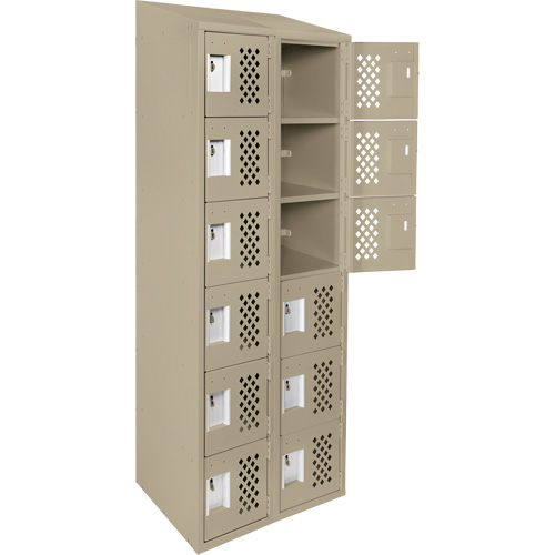 Assembled Lockerettes Clean Line Perforated Economy Lockers, 6 -tier, Bank of 2, 18" x 72" x 12", Steel Nuna Depot Inc.