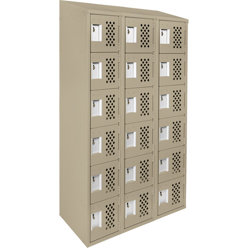 Assembled Lockerettes Clean Line Perforated Economy Lockers, 6 -tier, Bank of 3, 18" x 72" x 12", Steel Nuna Depot Inc.