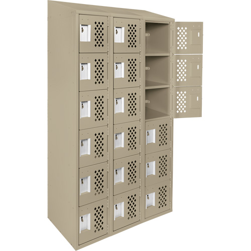 Assembled Lockerettes Clean Line Perforated Economy Lockers, 6 -tier, Bank of 3, 18" x 72" x 12", Steel Nuna Depot Inc.