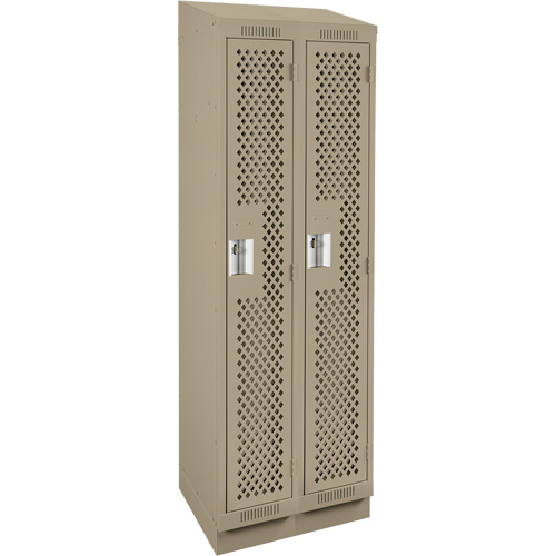 Clean Line Lockers, Bank of 2, 24" x 18" x 82", Steel, Beige, Rivet (Assembled), Perforated Nuna Depot Inc.