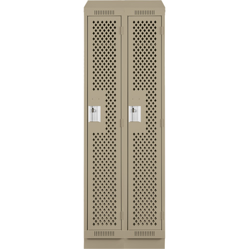 Clean Line Lockers, Bank of 2, 24" x 18" x 82", Steel, Beige, Rivet (Assembled), Perforated Nuna Depot Inc.