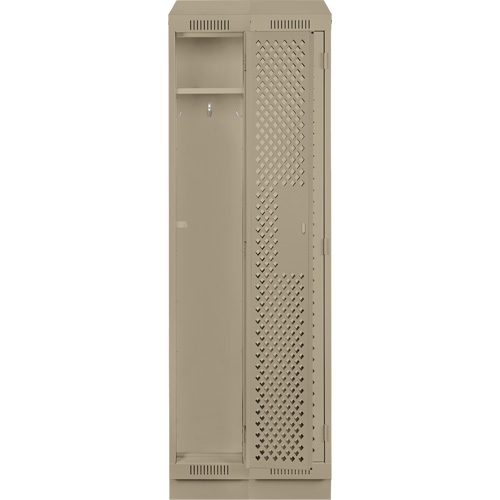 Clean Line Lockers, Bank of 2, 24" x 18" x 82", Steel, Beige, Rivet (Assembled), Perforated Nuna Depot Inc.