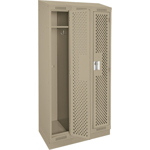 Clean Line Lockers, Bank of 3, 36" x 18" x 82", Steel, Beige, Rivet (Assembled), Perforated Nuna Depot Inc.