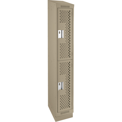 Clean Line Lockers, 2 -tier, 12" x 15" x 82", Steel, Beige, Rivet (Assembled), Perforated Nuna Depot Inc.