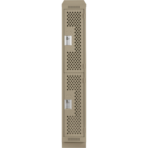 Clean Line Lockers, 2 -tier, 12" x 15" x 82", Steel, Beige, Rivet (Assembled), Perforated Nuna Depot Inc.