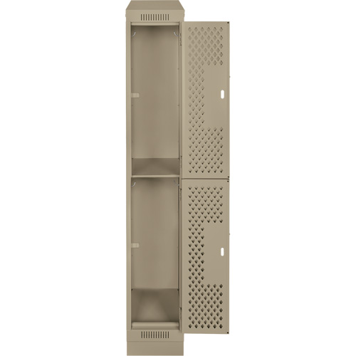 Clean Line Lockers, 2 -tier, 12" x 15" x 82", Steel, Beige, Rivet (Assembled), Perforated Nuna Depot Inc.