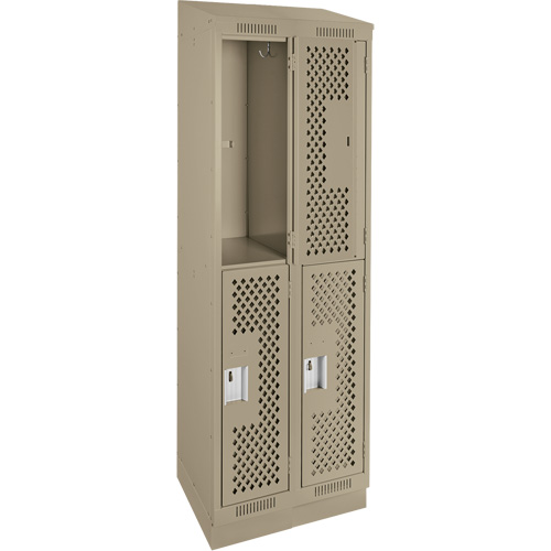 Clean Line Lockers, 2 -tier, Bank of 2, 24" x 15" x 82", Steel, Beige, Rivet (Assembled), Perforated Nuna Depot Inc.