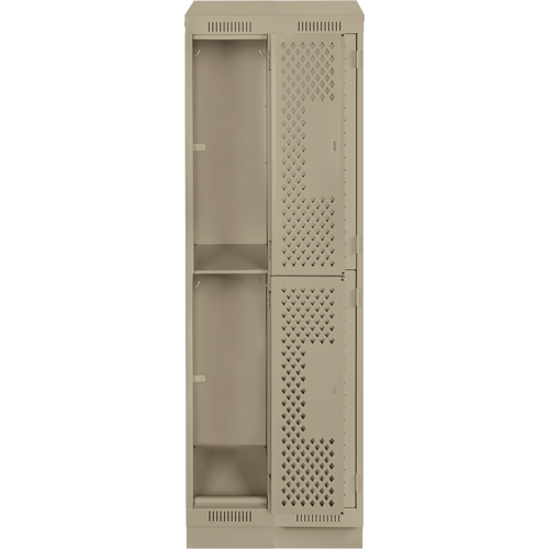 Clean Line Lockers, 2 -tier, Bank of 2, 24" x 15" x 82", Steel, Beige, Rivet (Assembled), Perforated Nuna Depot Inc.