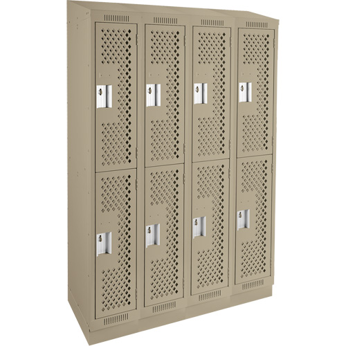 Casiers Clean Line, 2 niveaux, Bloc de 4, 48" x 12" x 82", Acier, Beige, Rivet (assembl&eacute;), Perfor&eacute; Nuna Depot Inc.