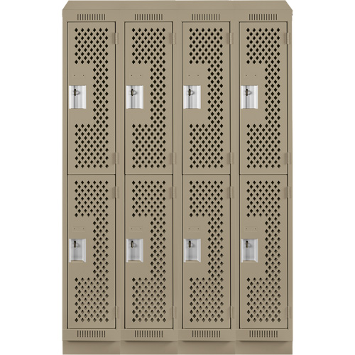 Casiers Clean Line, 2 niveaux, Bloc de 4, 48" x 12" x 82", Acier, Beige, Rivet (assembl&eacute;), Perfor&eacute; Nuna Depot Inc.