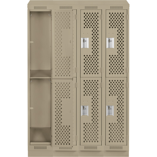 Casiers Clean Line, 2 niveaux, Bloc de 4, 48" x 12" x 82", Acier, Beige, Rivet (assembl&eacute;), Perfor&eacute; Nuna Depot Inc.