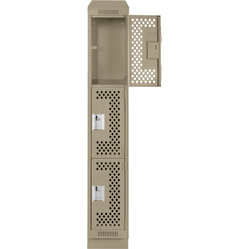 Clean Line Lockers, 3 -tier, 12" x 12" x 82", Steel, Beige, Rivet (Assembled), Perforated Nuna Depot Inc.