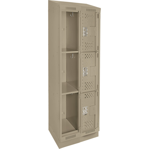 Clean Line Lockers, 3 -tier, Bank of 2, 24" x 18" x 82", Steel, Beige, Rivet (Assembled), Perforated Nuna Depot Inc.