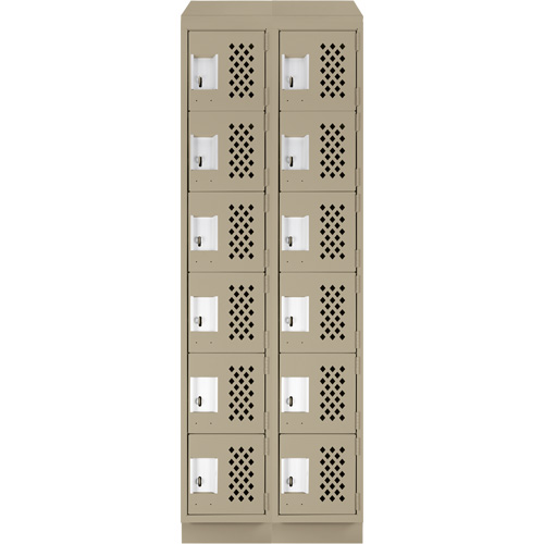 Assembled Lockerettes Clean Line Perforated Economy Lockers, 6 -tier, Bank of 2, 18" x 72" x 12", Steel Nuna Depot Inc.