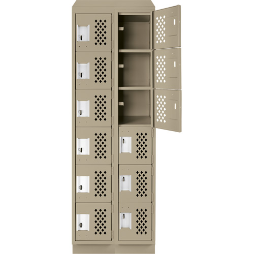 Assembled Lockerettes Clean Line Perforated Economy Lockers, 6 -tier, Bank of 2, 18" x 72" x 12", Steel Nuna Depot Inc.