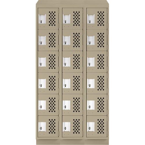 Assembled Lockerettes Clean Line Perforated Economy Lockers, 6 -tier, Bank of 3, 18" x 72" x 12", Steel Nuna Depot Inc.