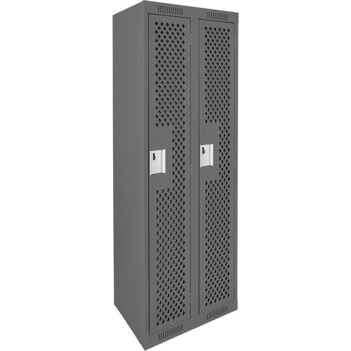 Clean Line Lockers, Bank of 2, 24" x 15" x 72", Steel, Charcoal, Rivet (Assembled), Perforated Nuna Depot Inc.