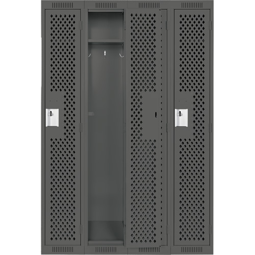 Clean Line Lockers, Bank of 4, 48" x 15" x 72", Steel, Charcoal, Rivet (Assembled), Perforated Nuna Depot Inc.