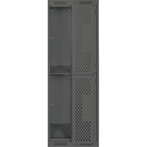 Clean Line Lockers, 2 -tier, Bank of 2, 24" x 12" x 72", Steel, Charcoal, Rivet (Assembled), Perforated Nuna Depot Inc.