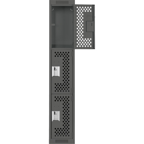 Clean Line Lockers, 3 -tier, 12" x 12" x 72", Steel, Charcoal, Rivet (Assembled), Perforated Nuna Depot Inc.