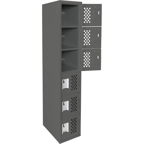 Assembled Lockerettes Clean Line Perforated Economy Lockers, 6 -tier, 18" x 72" x 12", Steel Nuna Depot Inc.