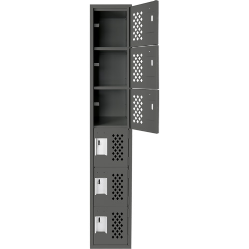 Assembled Lockerettes Clean Line Perforated Economy Lockers, 6 -tier, 18" x 72" x 12", Steel Nuna Depot Inc.