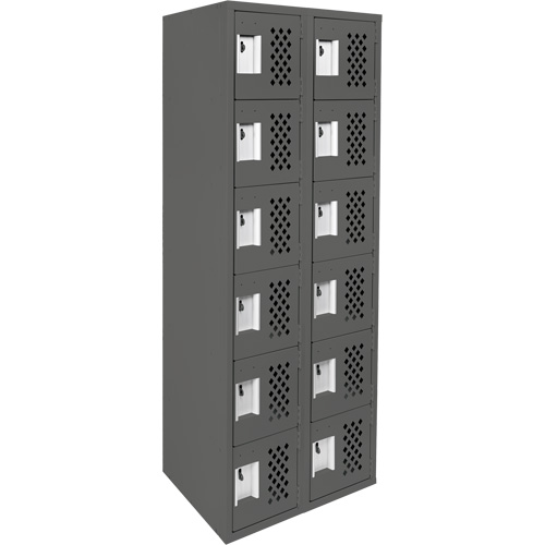 Clean-Line Perforated Lockerette, 6 -tier, Bank of 2, 15" x 72" x 12", Steel Nuna Depot Inc.