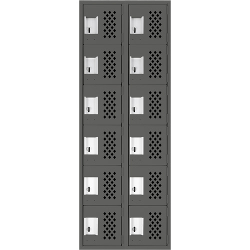 Clean-Line Perforated Lockerette, 6 -tier, Bank of 2, 15" x 72" x 12", Steel Nuna Depot Inc.