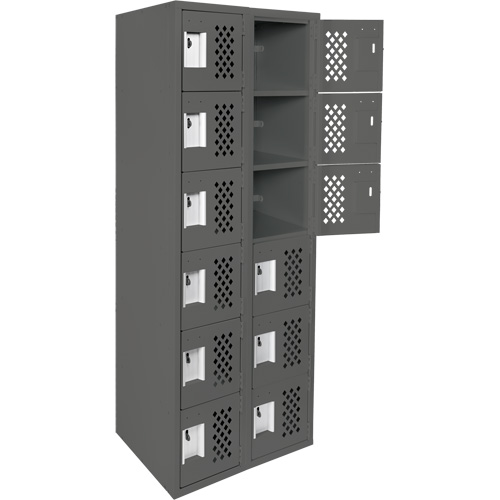 Clean-Line Perforated Lockerette, 6 -tier, Bank of 2, 15" x 72" x 12", Steel Nuna Depot Inc.