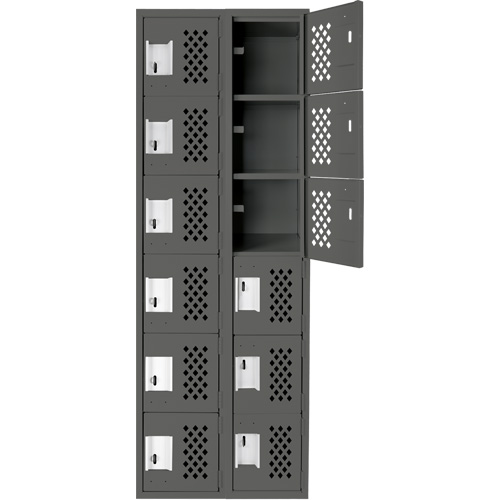 Clean-Line Perforated Lockerette, 6 -tier, Bank of 2, 15" x 72" x 12", Steel Nuna Depot Inc.