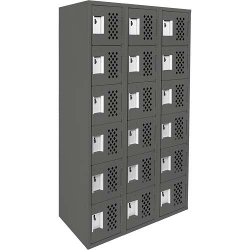 Clean-Line Perforated Lockerette, 6 -tier, Bank of 3, 15" x 72" x 12", Steel Nuna Depot Inc.