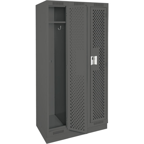 Clean Line Lockers, Bank of 3, 36" x 12" x 76", Steel, Charcoal, Rivet (Assembled), Perforated Nuna Depot Inc.