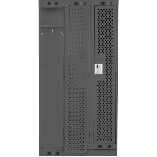 Clean Line Lockers, Bank of 3, 36" x 12" x 76", Steel, Charcoal, Rivet (Assembled), Perforated Nuna Depot Inc.
