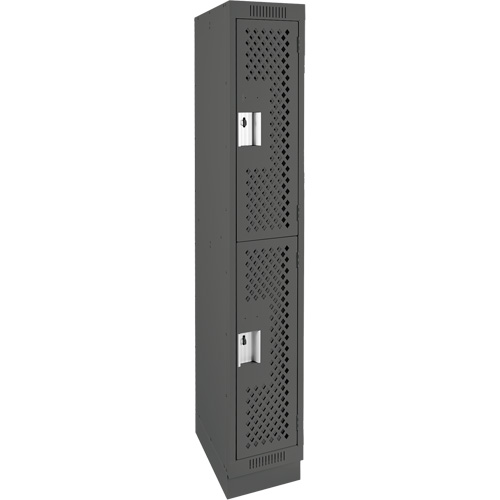 Clean Line Lockers, 2 -tier, 12" x 12" x 76", Steel, Charcoal, Rivet (Assembled), Perforated Nuna Depot Inc.
