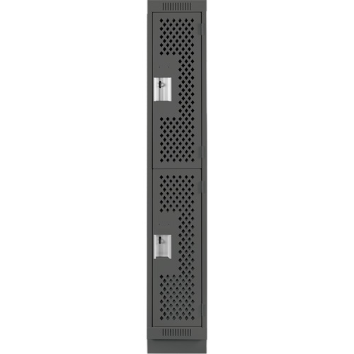 Clean Line Lockers, 2 -tier, 12" x 12" x 76", Steel, Charcoal, Rivet (Assembled), Perforated Nuna Depot Inc.