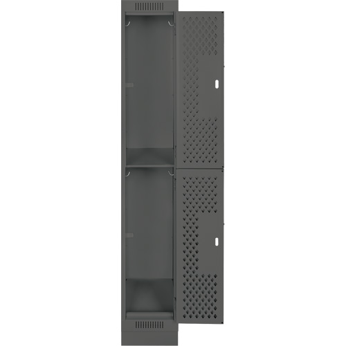 Clean Line Lockers, 2 -tier, 12" x 12" x 76", Steel, Charcoal, Rivet (Assembled), Perforated Nuna Depot Inc.