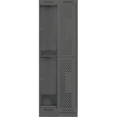 Clean Line Lockers, 2 -tier, Bank of 2, 24" x 12" x 76", Steel, Charcoal, Rivet (Assembled), Perforated Nuna Depot Inc.