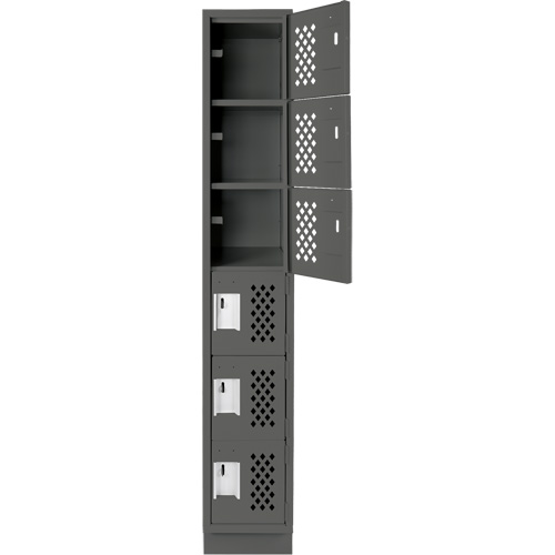 Assembled Lockerettes Clean Line Perforated Economy Lockers, 6 -tier, 18" x 72" x 12", Steel Nuna Depot Inc.